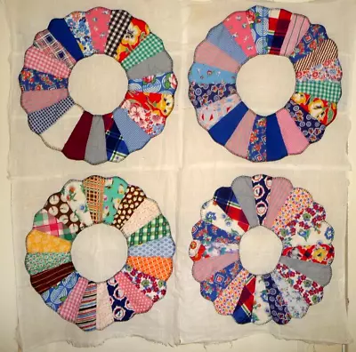 Vintage Dresden Plate Quilt Top 1930-40’s    Small 34 X 35 Inches • $27.95