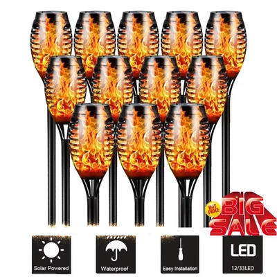 £8.35 • Buy Solar Torch Lights Outdoor Garden Path Dancing Fire Flickering Flame Lamp Decor