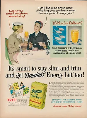 1954 Domino Sugar Sweetener Sweet Vintage Print Ad Less Fattening Slim Trim USA • $9.93