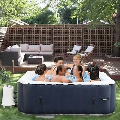 Hot Tub 6-person Inflatable Hot Tub Bubble Spa Square With Uvc Sanitizer • £299.99