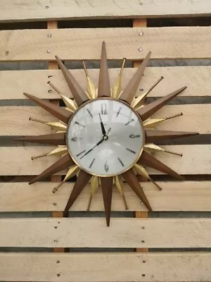 Vintage Metamec Mid Century Sunburst Wall Clock - Working • £65