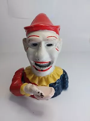 Vintage Cast Iron Clown Humpty Dumpty Money Bank / Box - Working • $100