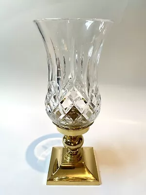 Waterford Crystal ‘Lismore’ Hurricane Lamp/Candle Holder With Brass Base 11” • $80