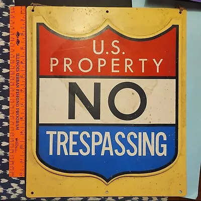 Vintage U.S. Property NO TRESPASSING Molded Plastic Sign - Authentic • $22.99