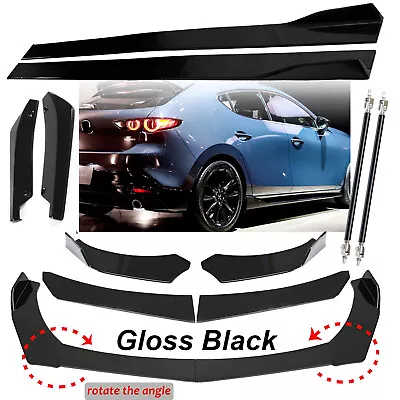 Front Bumper Lip Spoiler Splitter For Mazda 2 3 5 Side Skirt Rear Glossy Black • $79.99