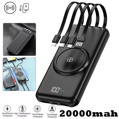 Wireless Power 20000mah Bank Backup Battery Fast Charger For IPhone Samsung New • £14.90
