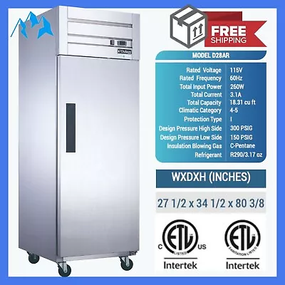 Reach-in Refrigerator Commercial 28  1 Door Solid Door Upright Refrigerator NEW • $2301