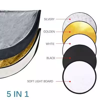 5in1 Photography Studio Multi Photo Collapsible Reflector Round Disk 11.8 /23.6  • $8.59