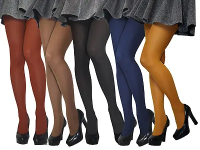 £4.99 • Buy 60 Denier Womens Opaque Microfibre TIGHTS Various Colours Size S -  XXL New