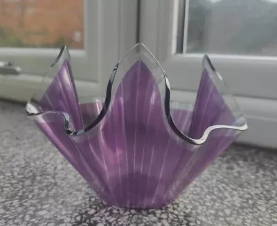 Chance Glass Vintage Purple Handkerchief Vase • £11