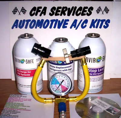 Air A/c Recharge Kit For Vintage R12 1995-older Systems / + Stop Leak + Oil • $68.99