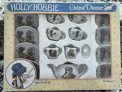 Vintage 1988 Holly Hobbie Mini China Dinner Tea Set 16 Pieces TCFC *Chipped • $21