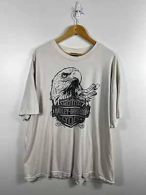 Harley Davidson Eagle Graphic Print Short Sleeve White T-Shirt Mens XL Cotton • $27.29