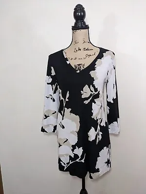 $60 NWT Chico's Center-Seam Floral-Print Knit Tunic White Black 00 Or 2XS (0-2) • $25