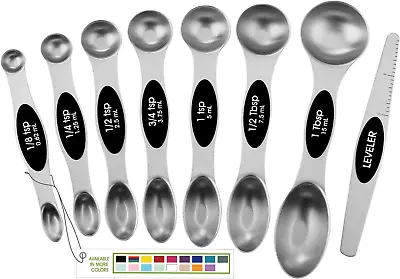 Magnetic Measuring Spoons Set With Strong N45 Magnets Heavy Duty Stainless Stee • $17.88