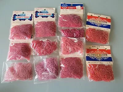 Vintage Seed Glass Beads Bags Assorted Pink Colors 15.5oz. Total 2mm • $18