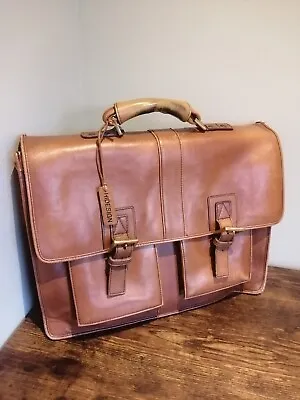 Hidesign Tan Leather Messenger Laptop Breifcase Bag • £78