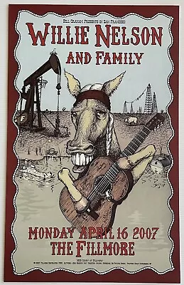 Willie Nelson 2007 Fillmore San Francisco Concert Poster 11 X 17 Framed • $21.99