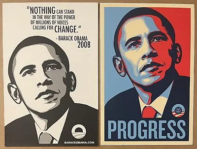 Authentic Shepard Fairey 2008 Barack Obama PROGRESS & HOPE Campaign Stickers 4X6 • $48.88