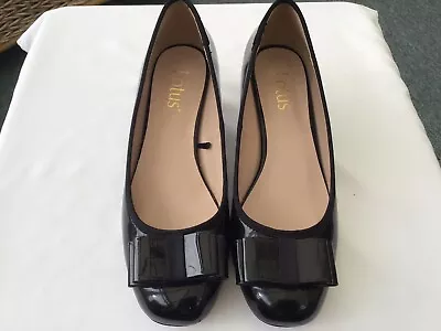 Ladies Lotus Black Patent Court Shoes With Wedge Size 5. 2” Heel. Great Conditio • £5.99