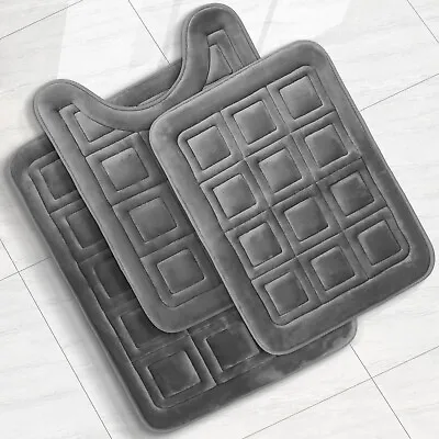 Velvet Memory Foam Bathroom Rugs Ultra Soft Bath Mat Rug Non Slip Waffle Design • $33.99