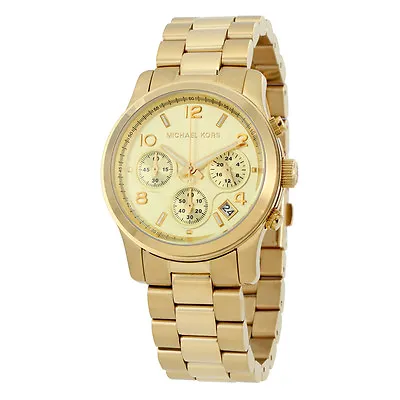 NEW Authentic Michael Kors Runway Stainless Steel Gold Ladies Wrist Watch MK5055 • $218.32