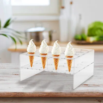 16 Slots Acrylic Ice Cream Cone Holder Chip Cone Holder Countertop Display Stand • £8.51