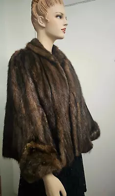 Beautiful Vintage Genuine Mink Fur Capelet Dark Brown Size M Or 10-12  In Good • $155