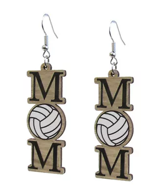 Sports Theme Wooden Volleyball MOM Dangle Earrings For Women • $15.95
