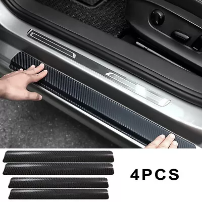 4pcs Carbon Fiber Car Door Plate Sill Scuff Cover Anti-Scratch Decal Stickers • $8.29