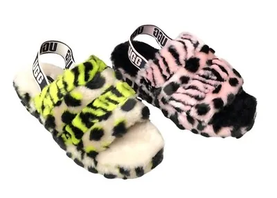 UGG Women's Fluff Yeah Animalia Pink Key Lime Slippers 1127073 • $49.49