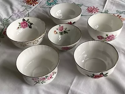 6 Pretty Mismatched Vintage Bone China Sugar Bowls Pink Floral Rose Gilded Mix • £12.50