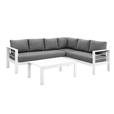 $1199.99 • Buy New White Outdoor Aluminium Sofa Lounge Setting Furniture Set Arms Chairs Table