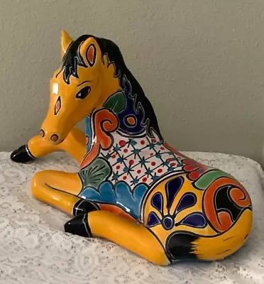 Mexican Pottery Talavera Horse/Foal 13  Statue-Figurine Folk Art Hand Painted • $75