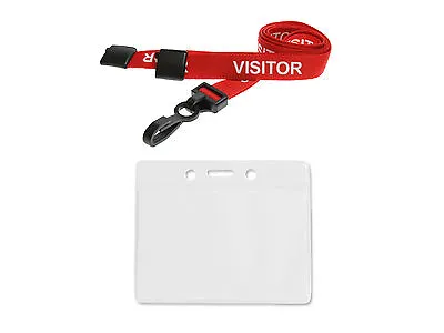 ID Card Holder Plastic Wallet And Visitor Neck Strap Lanyard With Safety Catch • £3.99