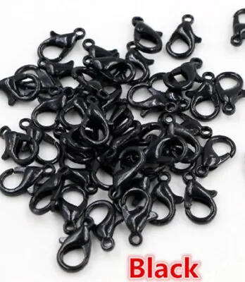 Black Asst Sizes Lobster Clasps Hooks Necklace Bracelet Jewellery Findings K77 • £2.69