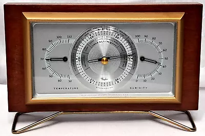 Vintage Taylor MCM Mahogany Wood Weather Station Stormguide Made In USA Works! • $45