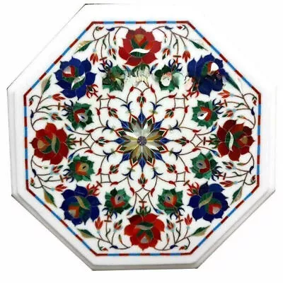 15  Marble Side Table Handicraft Floral Art Inlay Semi Precious Stones Work • £298.22