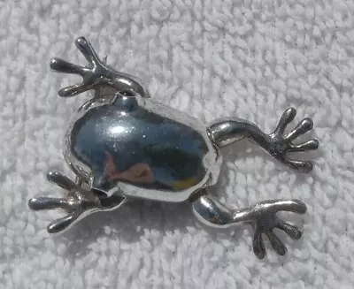 Vtg 925 Sterling Silver Leaping Frog Pin Brooch Moveable Dangle Legs • $20.49