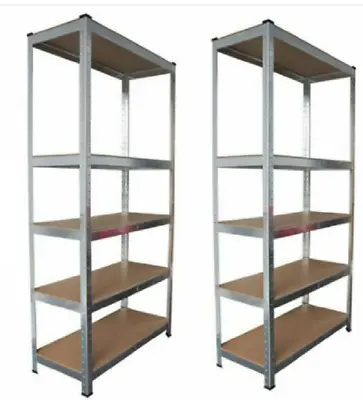 2x  5 Tier Galvanised Shelving 1.8m Bolt Less Metal Shelves Storage Unit Garage • £37.89