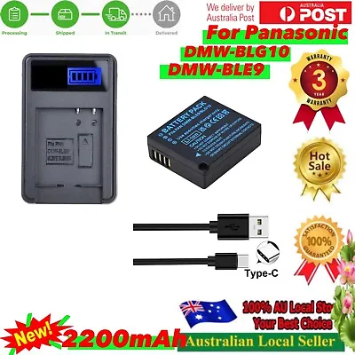 Battery  + USB-C Lcd Charger For DMW-BLE9E Panasonic Lumix DC-LX100 II DC-G100 • $33.98
