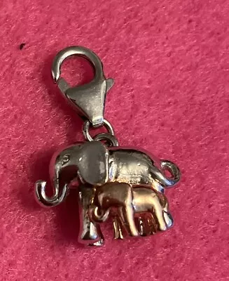 Cute Mum & Baby Elephant Clip Charm 925 Silver/goldtone & Gift Bag • £4.99