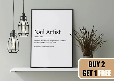 £3.99 • Buy Nail Artist Definition Prints Wall Quality Art Picture Bold Minimalist Salon