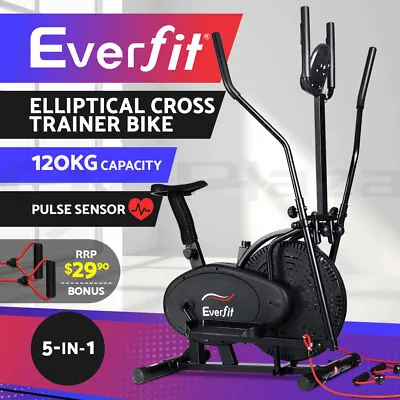 Everfit Exercise Bike 5in1 Elliptical Cross Trainer Machine Bicycle Home Fitness • $199.95