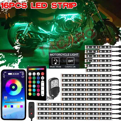 16pcs RGB Motorcycle LED Light Kit Under Glow Neon Strip Bar For Harley-Davidson • $59.99
