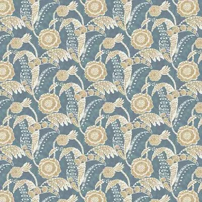 Cotton Fabric Flynn Leaf Damask Teal  Chess Designs Curtain. Blind Upholstery • £2.99
