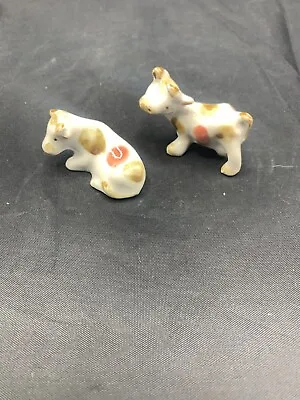 (2) Vintage Thailand Miniature Cow Ceramic Cow Animal Figurines • $16.75