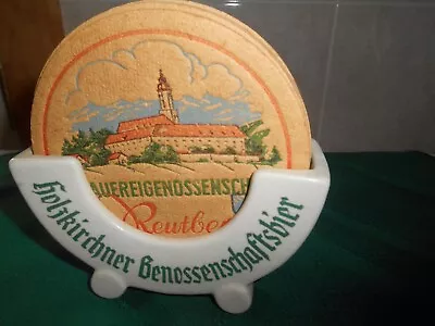 Rare! Vintage German Beer  Holzkirchner Coaster HOLDER+ 14 Assorted Old Coasters • $38