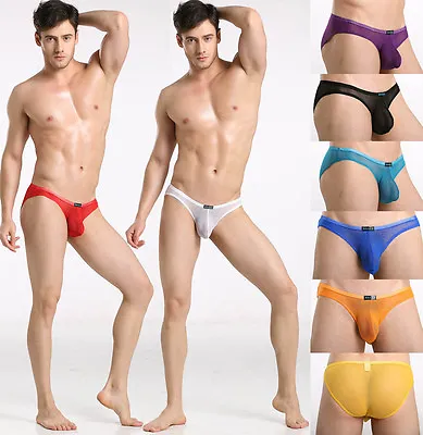 3PCs Sexy Men's Sheer Mesh Briefs Underwear Bikinis Panty Lingerie Briefs Pants • $11.32