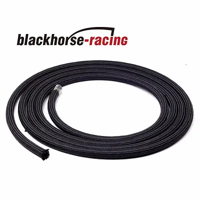 20 Feet AN8 Nylon And Stainless Steel Braided Fuel Oil Gas Line Hose Black • $35.99